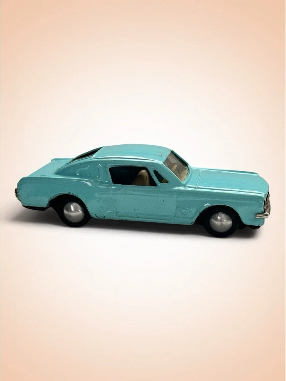 Vintage 1967 Louis Marx Ford Mustang Fastback – Japan Issue Tin Pres Aqua VG Car